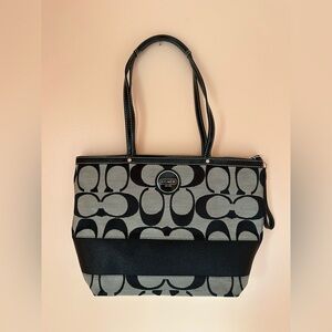 Coach Black and Gray Signature Canvas Tote
